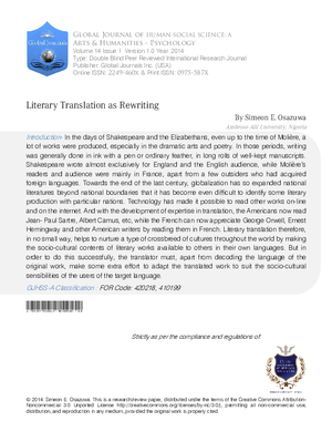 Literary Translation as Rewriting