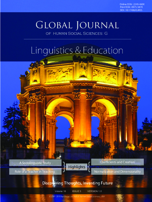 GJHSS-G Linguistics and Education: Volume 16 Issue G3