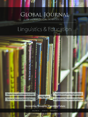GJHSS-G Linguistics and Education: Volume 20 Issue G10