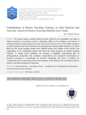 Contributions in History Teaching Training or What Interests and Concerns Advanced History-Teaching Students Today