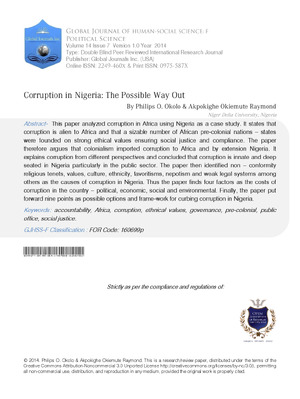 Corruption in Nigeria: The Possible Way Out