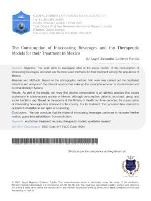 The Consumption of Intoxicating Beverages and the Therapeutic Models for their Treatment in Mexico