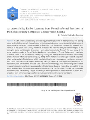 An Accessibility Limbo: Learning from Formal-Informal Practices in the Social Housing Complex of Ciudad Verde, Soacha