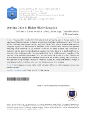 Learning Gains in Higher Middle Education