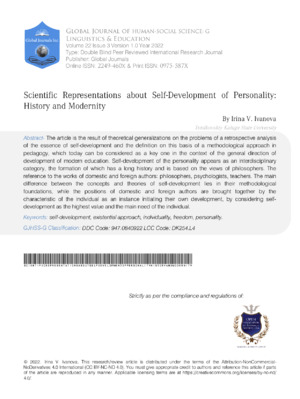 Scientific Representations about Self-development of Personality: History and Modernity