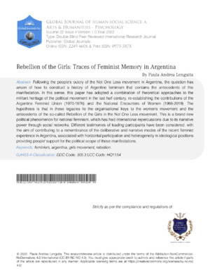 Rebellion of the Girls: Traces of Feminist Memory in Argentina