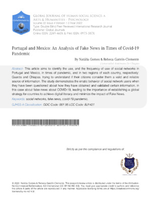 Portugal and Mexico: An Analysis of Fake News in Times of Covid-19 Pandemic