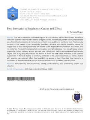 Food Insecurity in Bangladesh: Causes and Effects