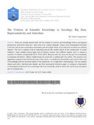 The Problem of Scientific Knowledge in Sociology: Big Data, Representativity and Abduction