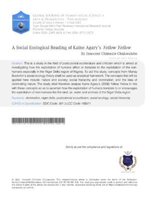 A Social Ecological Reading of Kaine Agarys Yellow Yellow