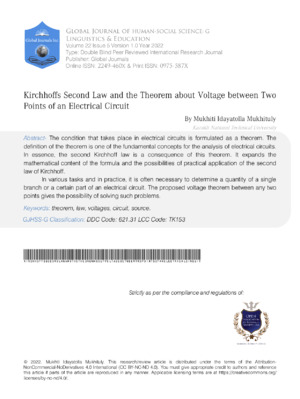 Kirchhoffs Second Law and the Theorem about Voltage Between Two Points of an Electrical Circuit