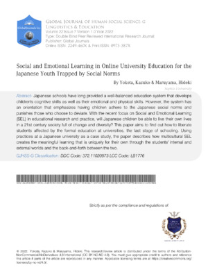 Social and Emotional Learning in Online University Education for the Japanese Youth Trapped by Social Norms