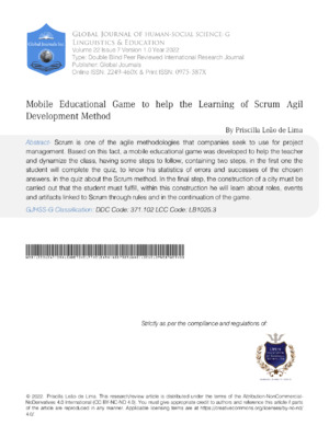Mobile Educational Game to Help the Learning of  Scrum Agil Development Method