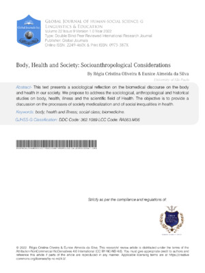 Body, Health and Society: Socioanthropological Considerations