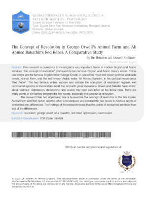 The Concept of Revolution in George Orwells Animal Farm and Ali  Ahmed Bakathirs Red Rebel: A Comparative Study