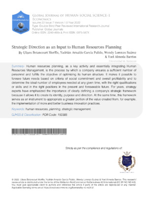 Strategic Direction as an Input to Human Resources Planning