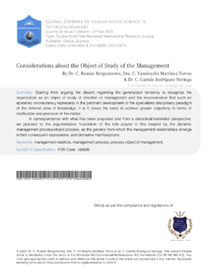 Considerations about the Object of Study of the Management