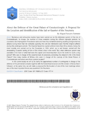 About the Defense of the Great Palace of Constantinople: A Proposal for the Location and Identification of the Jail or Quarter of the Noumera