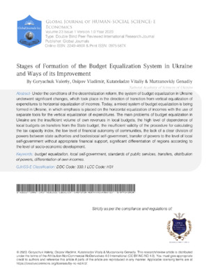 Stages of Formation of the Budget Equalization System in Ukraine and Ways of its Improvement