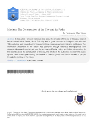 Mariana: The Construction of the City and its Paths
