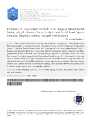 Evaluating the Factors that Contribute to the Shopping through Social Media, using Exploratory factor Analysis and Partial Least Square Structural Equation Modeling - Insights from Tanzania