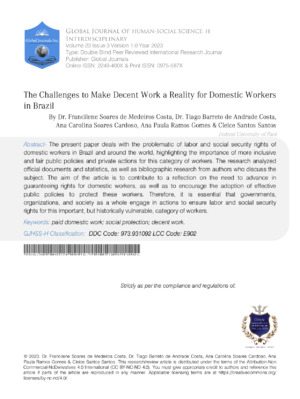 The Challenges to Make Decent Work a Reality for Domestic Workers in Brazil