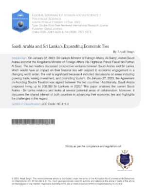 Saudi Arabia and Sri Lankas Expanding Economic Ties