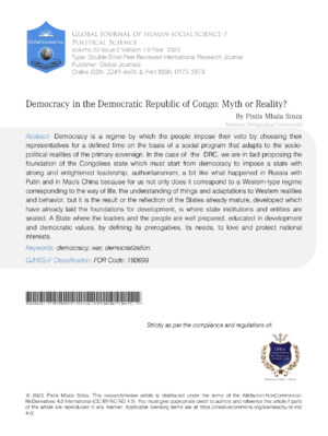 Democracy in the Democratic Republic of  Congo: Myth or Reality?