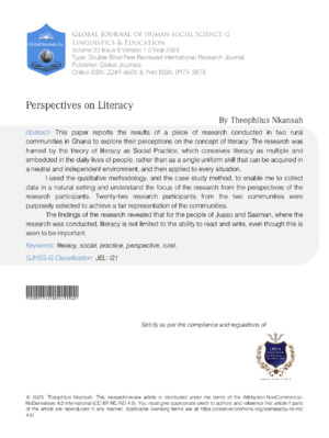 Perspectives on Literacy
