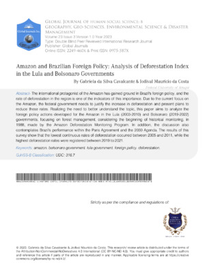 Amazon and Brazilian Foreign Policy: Analysis of Deforestation Index in the Lula and Bolsonaro Governments