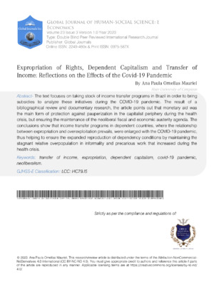 Expropriation of Rights, Dependent Capitalism and Transfer of Income: Reflections on the Effects of the COVID-19 Pandemic