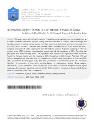 Information Security Threats to e-government Services in Kenya