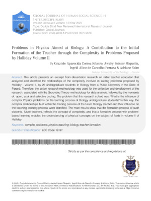 Problems in Physics Aimed at Biology: A Contribution to the Initial Formation of the Teacher through the Complexity in Problems Proposed by Halliday Volume II