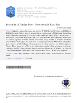 Dynamics of Foreign Direct Investment in Rajasthan