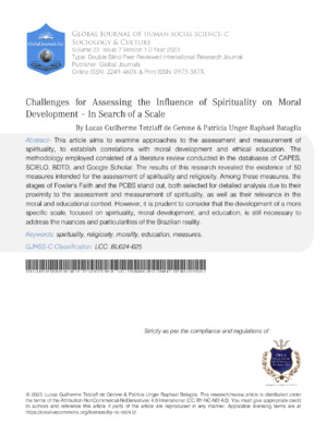 Challenges for Assessing the Influence of Spirituality in Moral Development - In Searching for a Scale