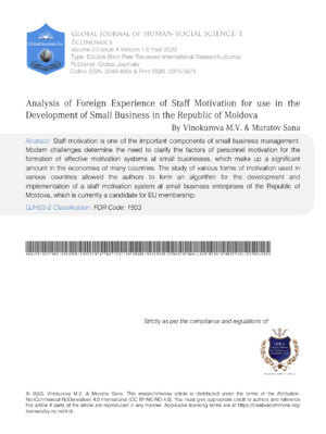 Analysis of Foreign Experience of Staff Motivation for use in the Development of Small  Business in the Republic of Moldova