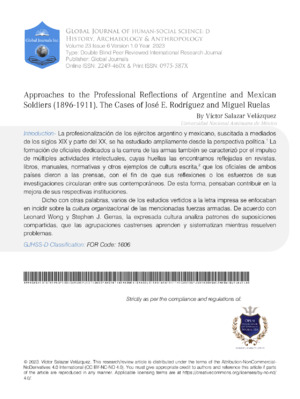 Approaches to the Professional Reflections of Argentine and Mexican soldiers  (1896-1911). The cases of José E. Rodríguez and Miguel Ruelas