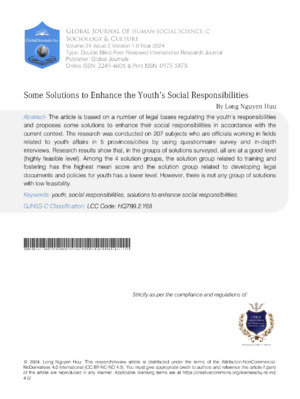 Some Solutions to Enhance the Youth's Social Responsibilities