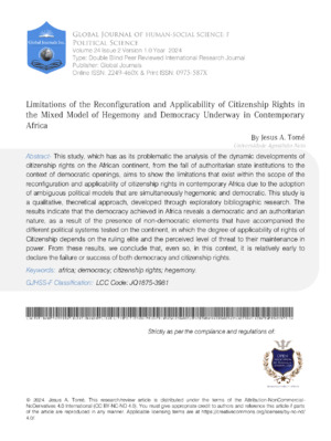 Limitations of the Reconfiguration and Applicability of Citizenship Rights in the Mixed Model of Hegemony and Democracy Underway in Contemporary Africa