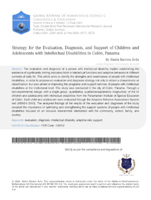 Strategy for the Evaluation, Diagnosis, and Support of Children And Adolescents with Intellectual Disabilities in Colón, Panama