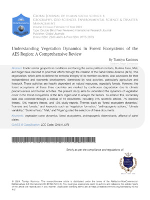Understanding Vegetation Dynamics In Forest Ecosystems Of The Aes Region : A Comprehensive Review