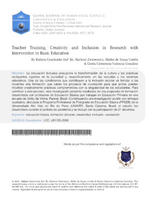 Teacher Training, Creativity, and Inclusion in Basic Education: A Research Intervention