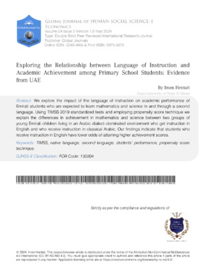 Exploring the Relationship Between Language of Instruction and Academic Achievement Among Primary School Students: Evidence from UAE
