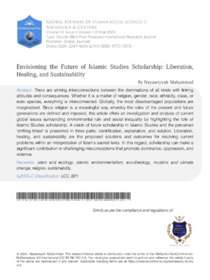 Envisioning the Future of Islamic Studies Scholarship: Liberation, Healing, and Sustainability