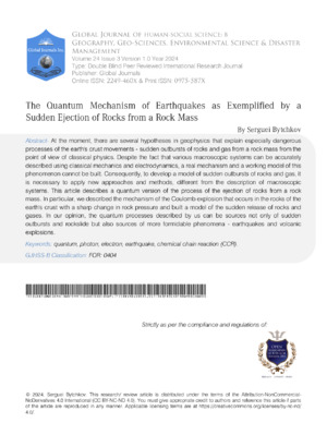 The Quantum Mechanism of Earthquakes as Exemplified by a Sudden Ejection of Rocks from a Rock Mass