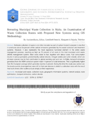 Rerouting Municipal Waste Collection in Malta: An Examination of Waste Collection Routes with Proposed New Systems using GIS Methodology