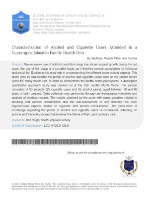 Characterization of Alcohol and Cigarette Users Attended in a Guararapes-Jaboatão Family Health Unit