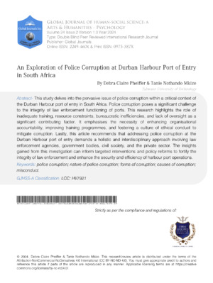 An Exploration of Police Corruption at Durban Harbour Port of Entry in South Africa