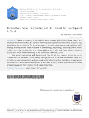 Perspectives Social Engineering and its Context for Development in Nepal