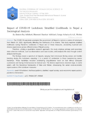 Impact of COVID-19 Lockdown: Stratified Livelihoods in Nepal a Sociological Analysis